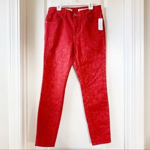 NWT Pilcro High Rise Skinny Red Jacquard Pants
